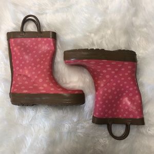 Girls Circo 6 - 7 Rain Boots Pull On Shoes Polka-Dot